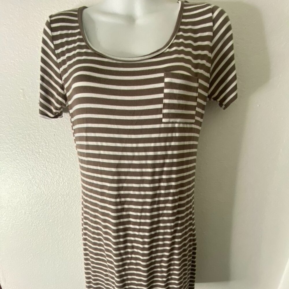 Love Culture Super Soft Cotton Blend Short Sleeve Striped T-Shirt Dress
